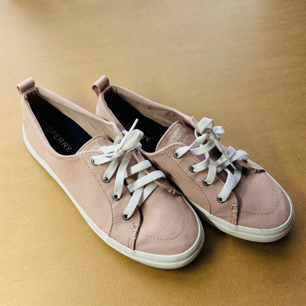 Sperry Pink and White Canvas Sneakers